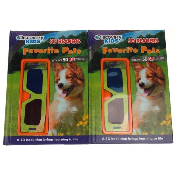 Discovery Kids Favorite Pets 3D Readers Lot 2 Over 50 3D Stickers Book Dogs Cats - Picture 1 of 3